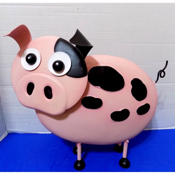 NEW Metal Pig Hog Statue Sculpture Country Farmhouse House Decor Wobble Head - Picture 1 of 5